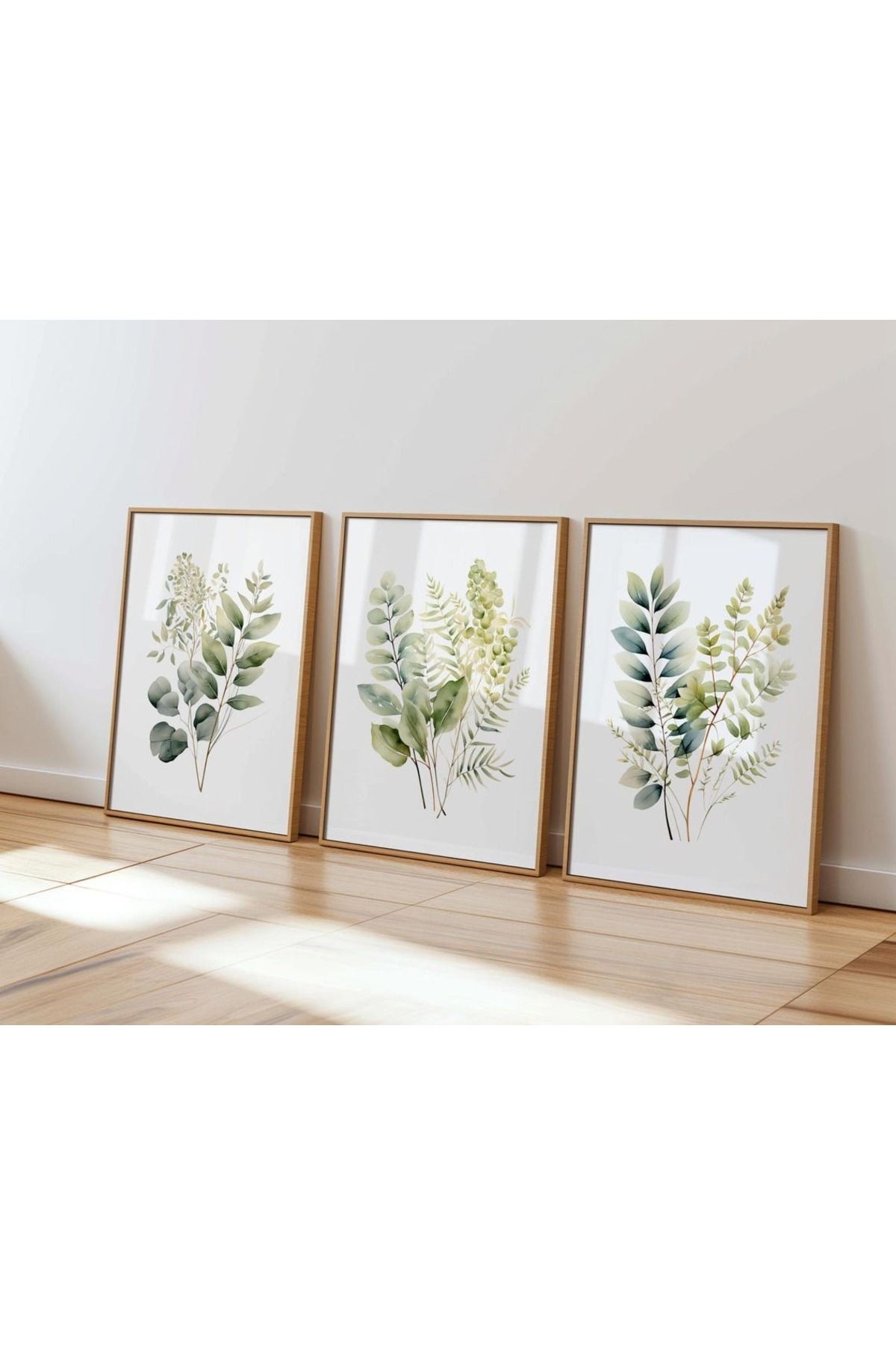 3 Parça Ahşap Çerçeveli Oturma Odası Salon Mutfak Tablo Seti SET3076