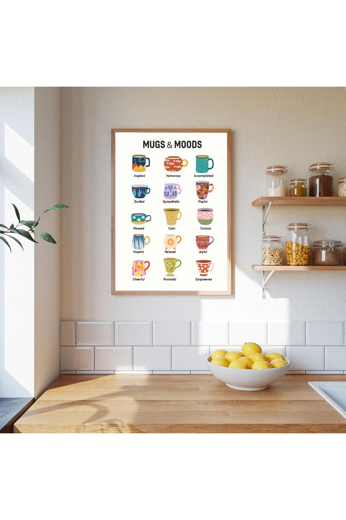 Çerçeveli Dekoratif Mutfak Köşesi Mugs & Moods