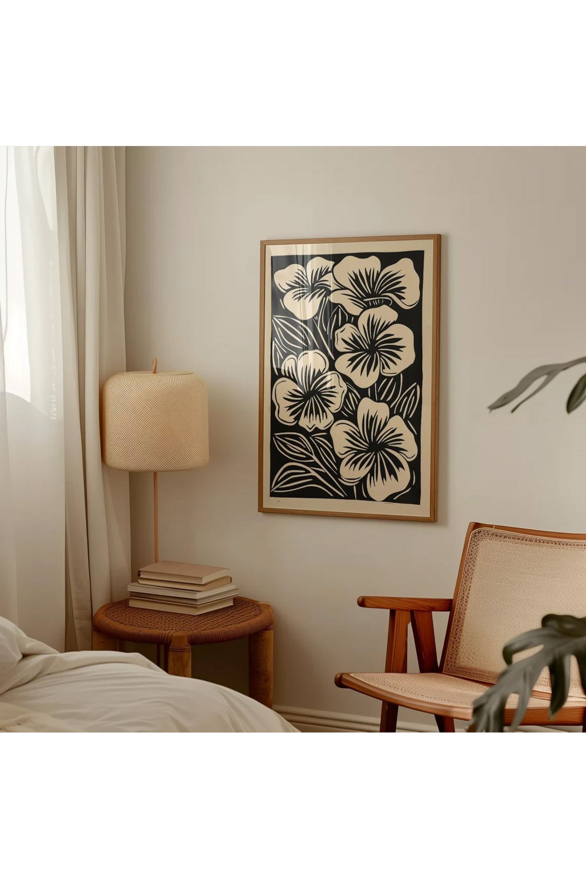Tek Parça Ahşap Çerçeveli Oturma Odası Salon Mutfak Tablo TK0572