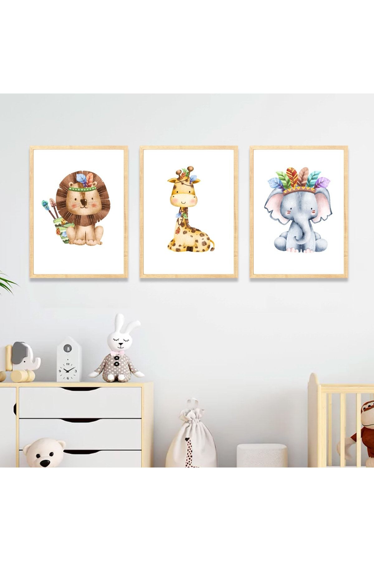 Çerçeveli Dekoratif Çocuk Odası 3’lü Tablo Seti Narrative Animal