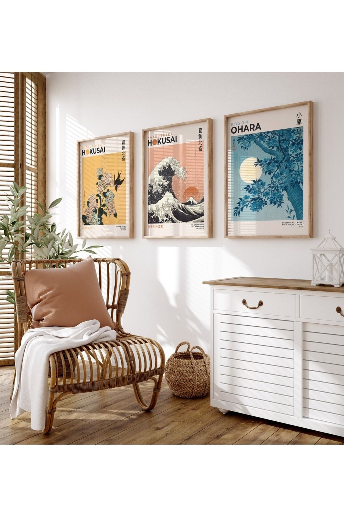3 Parça Ahşap Çerçeveli Oturma Odası Salon Mutfak Tablo Seti SET3270