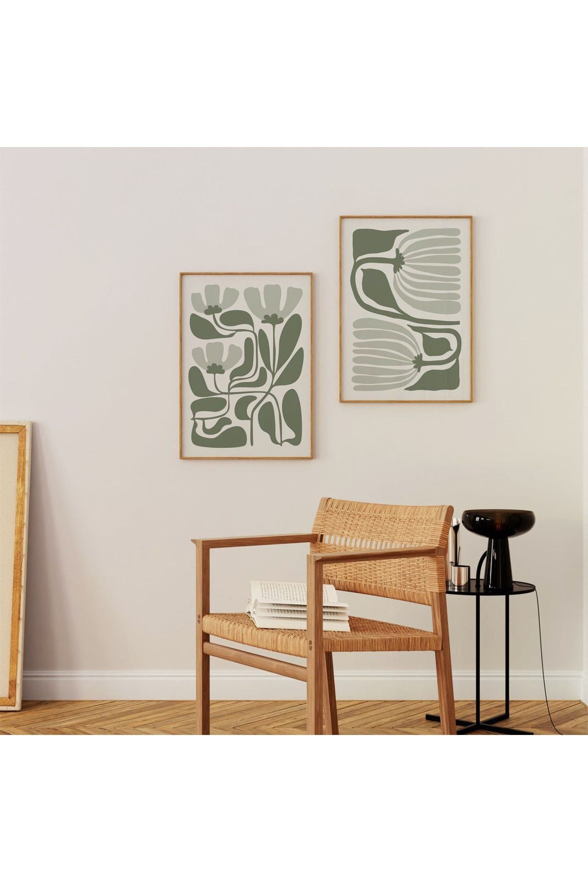 2 Parça Ahşap Çerçeveli Oturma Odası Salon Mutfak Tablo Seti SET3156