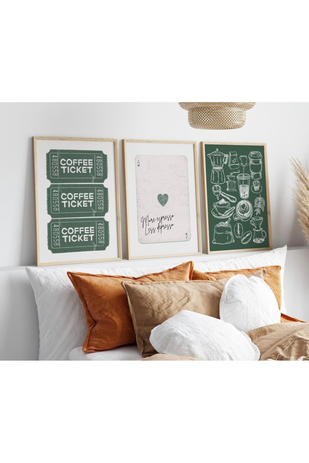 3 Parça Ahşap Çerçeveli Oturma Odası Salon Mutfak Tablo Seti SET3241