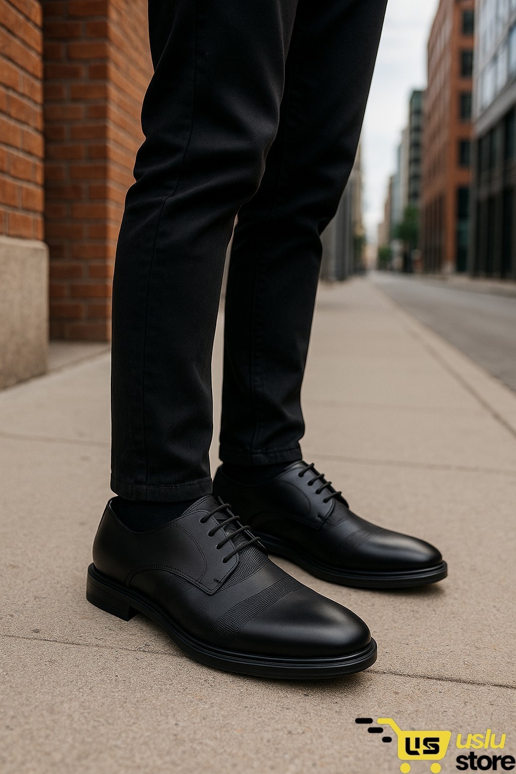 Rugan Detaylı Poliüretan Taban Slim Fit Bağcıklı Kundura