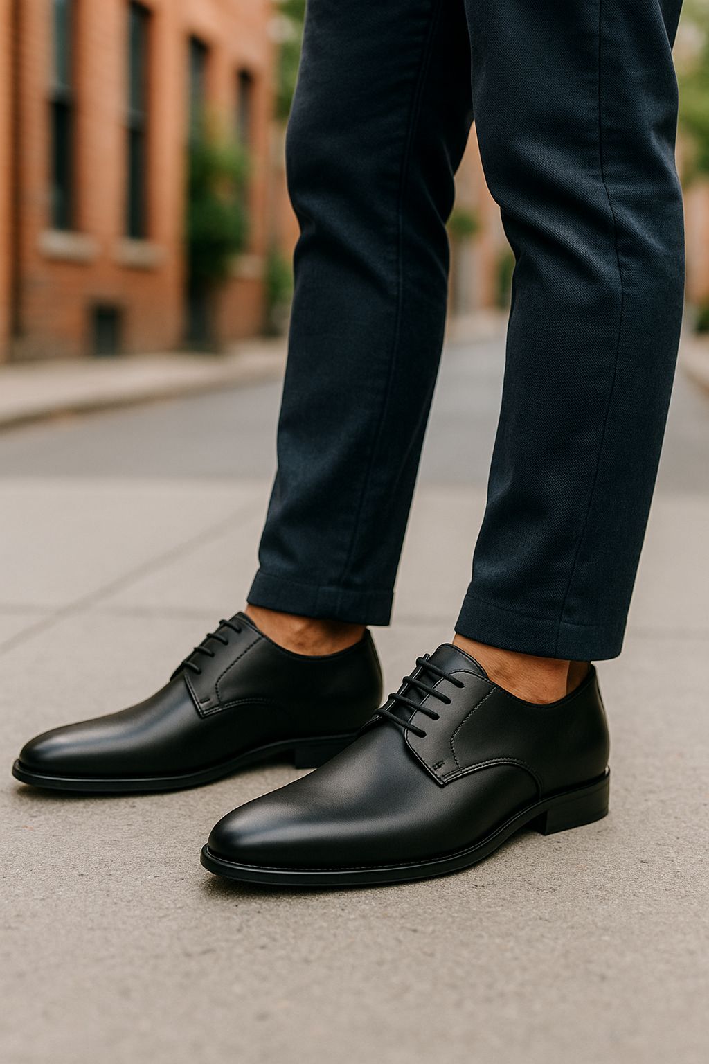 Rugan Görünümlü Vegan Deri Poliüretan Taban Slim Fit Bağcıklı Kundura