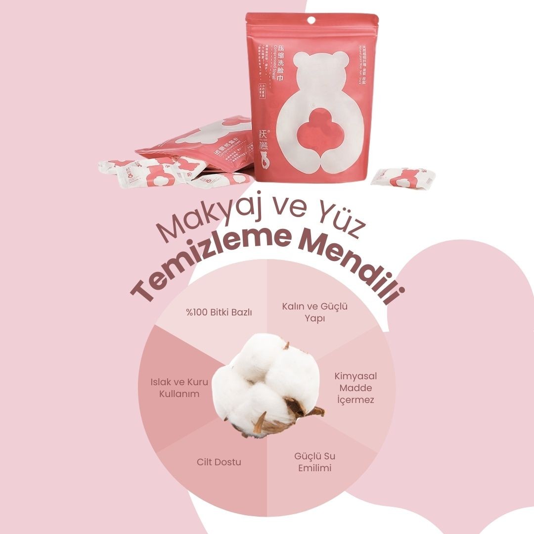 Spring bear Sıkıştırılmış Yüz Havlusu 20'Li
