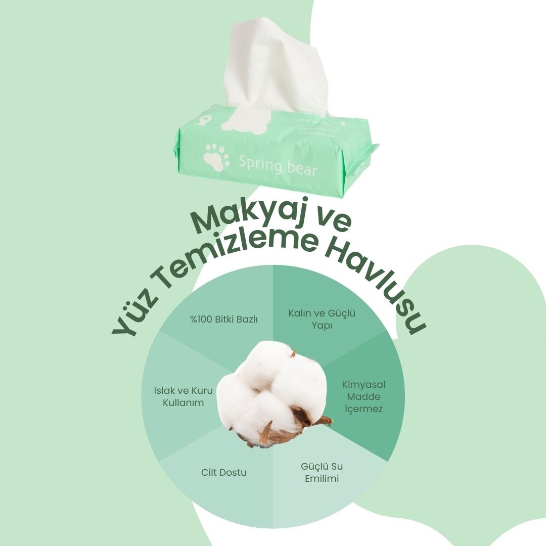 Spring Bear | Tek Kullanımlık El Ve Yüz Kurulama Havlusu 50 Yaprak