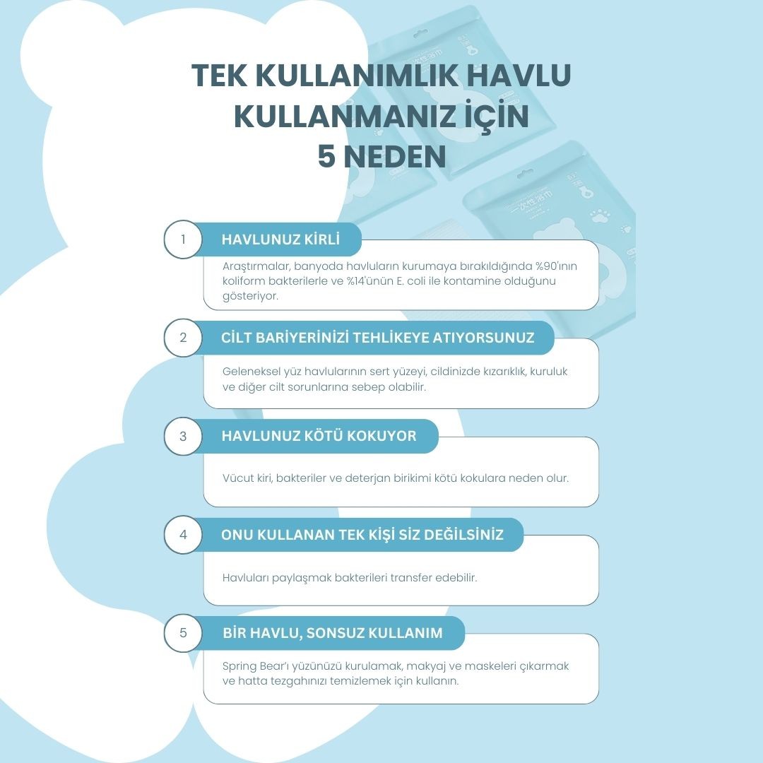 Spring bear Tek Kullanımlık Banyo Havlusu 4'lü paket