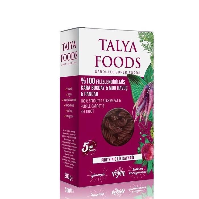 Talya Foods Filizlendirilmiş Glutensiz Karabuğday - Mor Havuç - Pancar Makarna 200g