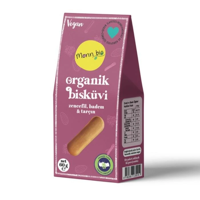 Monn Bio Organik Zencefil Badem Tarçınlı Bisküvi 60g