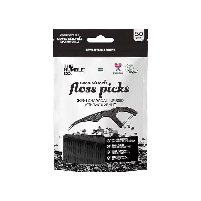 Humble Kürdanlı Diş İpi - Kömür ve Nane 50 adet