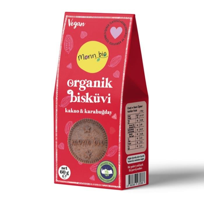 Monn Bio Organik Kakaolu Karabuğdaylı Bisküvi 60g