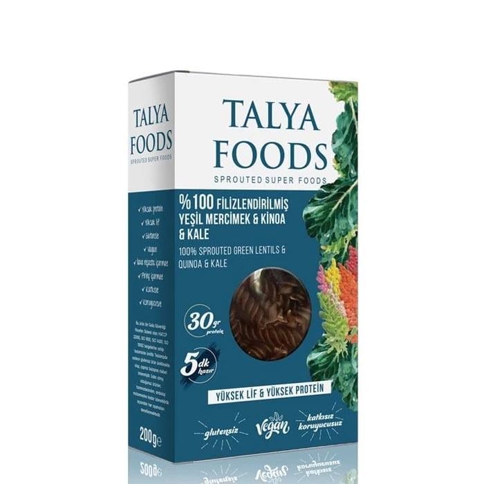 Talya Foods Filizlendirilmiş Glutensiz Yeşil Mercimek - Kinoa - Kale Makarna 200g