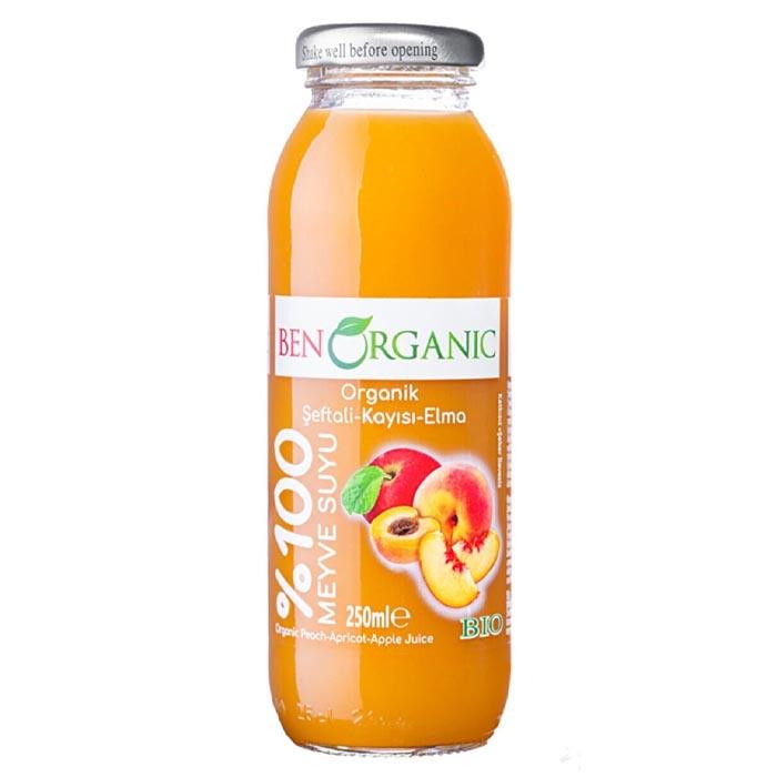BenOrganic Şeftali Kayısı Elma Meyve Suyu 250ml