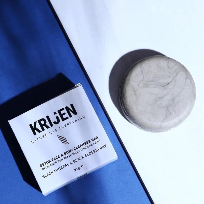 Krijen Yüz ve Vücut Temizleme Barı Detox Etkili Siyah Mineral - Kara Mürver 95g