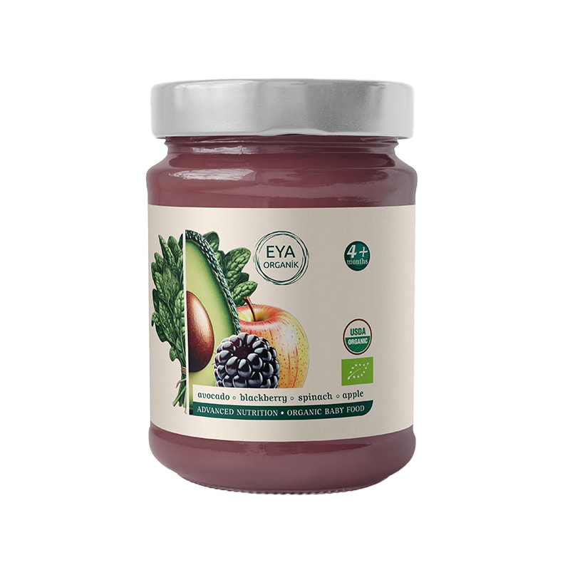 Eya Organik Yüksek Besleyici Püre - Böğürtlen Avokado Elma Ispanak 100g