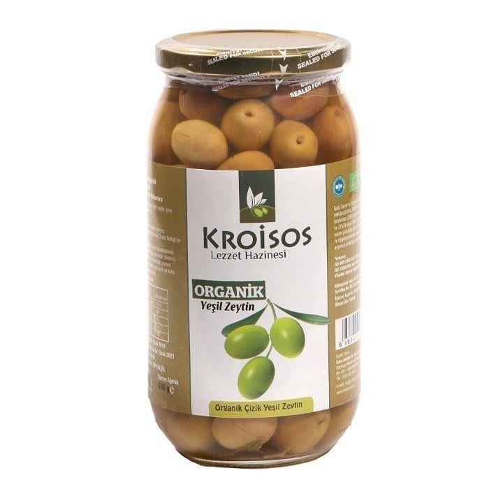 Kroisos Organik Yeşil Çizik Zeytin 600g