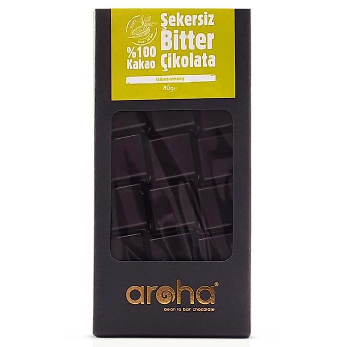 Aroha Çikolata %100 Kakao Bitter Çikolata 80g