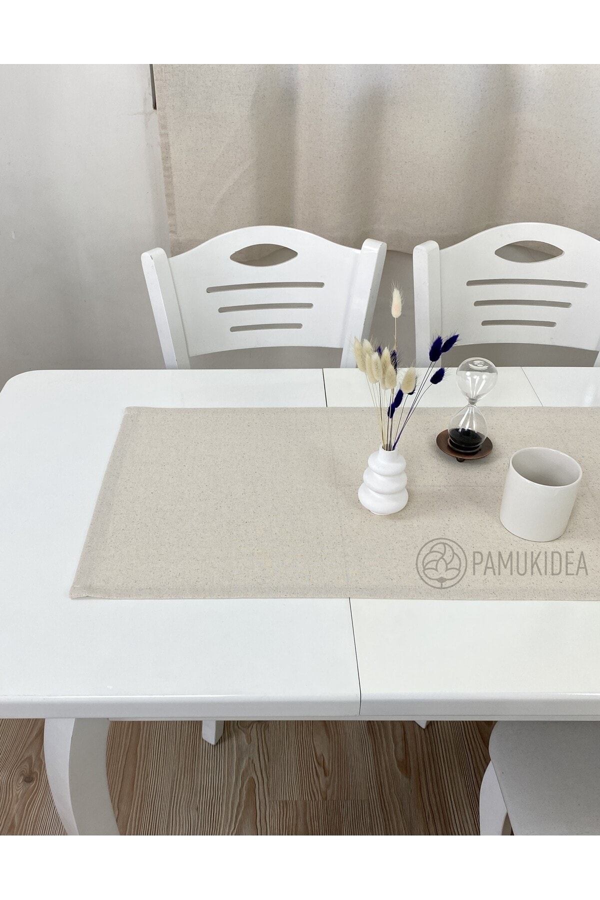 40x100 cm | Yıkanmış Buldan Keten Dokuma Sade Düz Zarif %100 Pamuklu Runner, Sehpa - Masa Örtüsü
