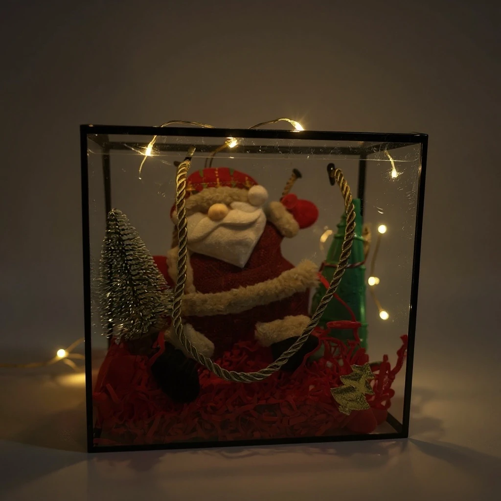 Yılbaşı Hediye Seti -Noel Baba Figür Süs / Çam Kokulu Yılbaşı Mum / Mini Ahşap Ağaç