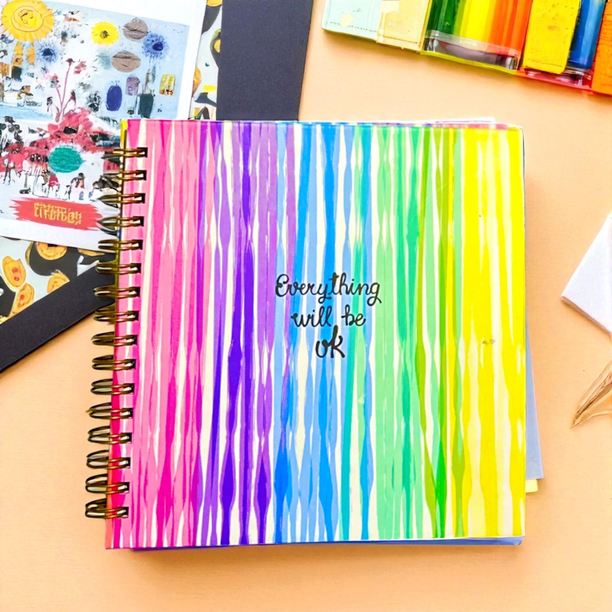 İngilizce Slogan Tasarım Sert Kapaklı Telli Defter