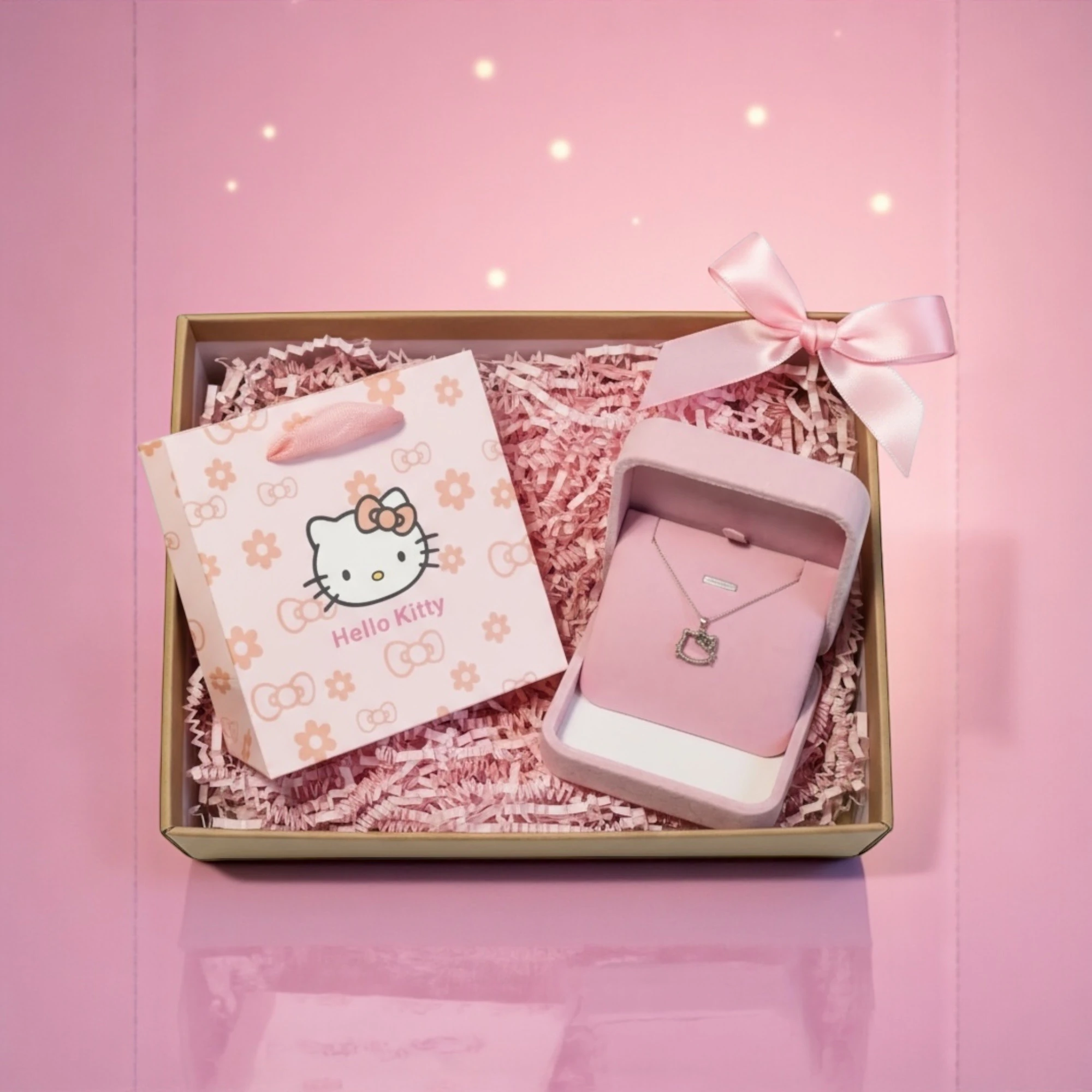 Özel Hediye Kutusu ve Çantasında Hello Kitty Çelik Kolye