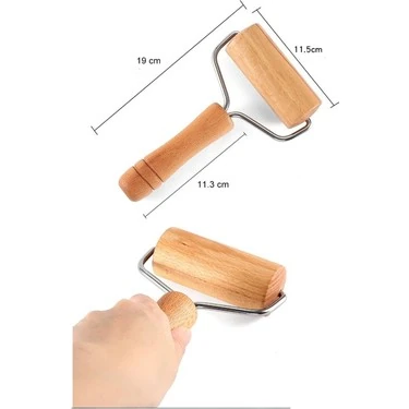 Ahşap Saplı Hamur Açıcı Mini Merdane, Bambu Pizza Hamur Açma Rulosu