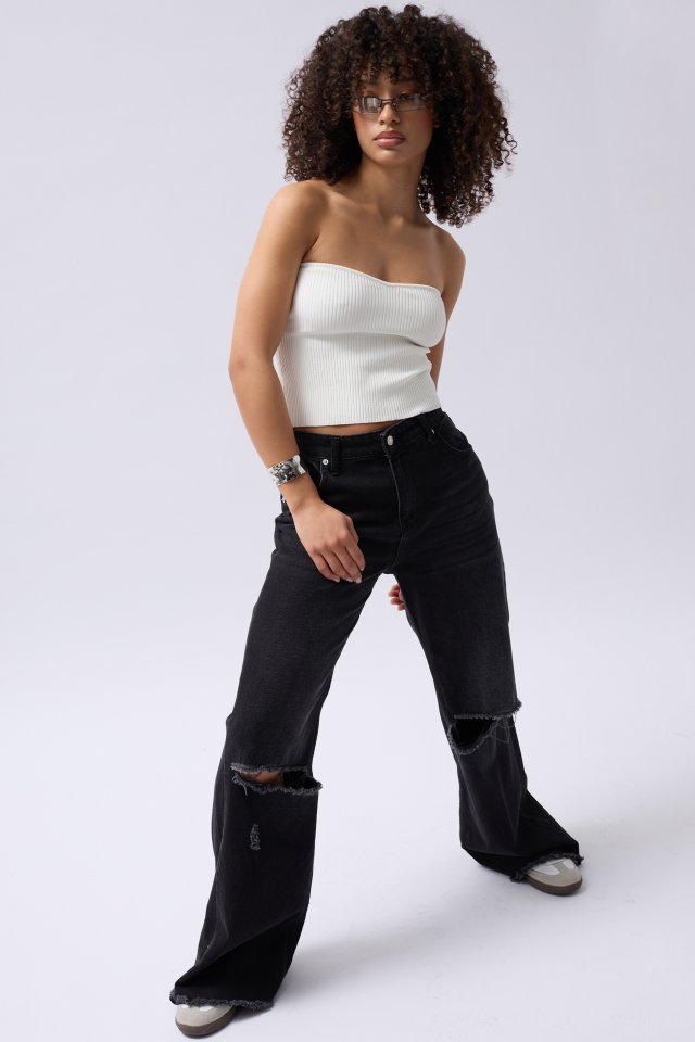 Straplez Dokulu Crop