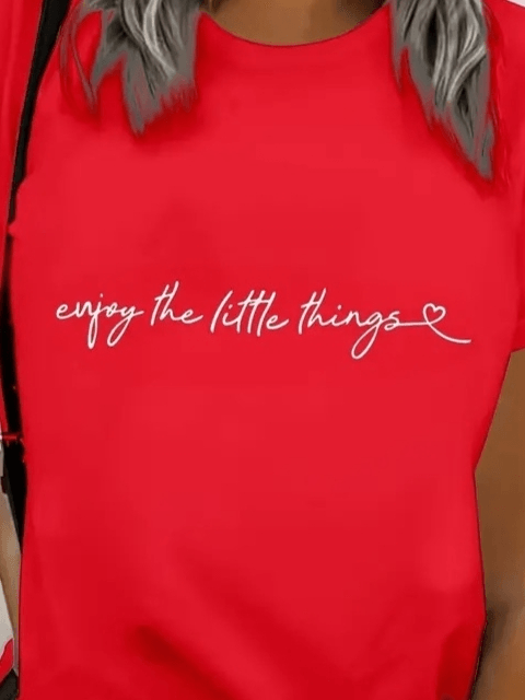 Kadın Kısa Kollu önü Yazı Baskılı Basic Süprem Bluz