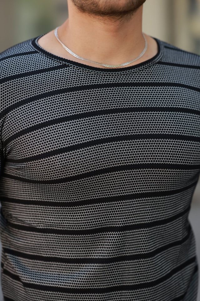 Erkek Petek Desenli Kısa Kollu T-shirt