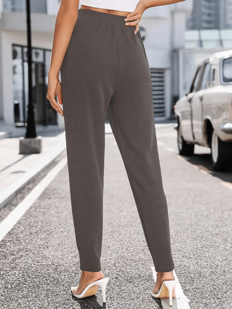 Kadın Yüksek Bel Cepli Rahat Kesim Ithal Krep Pantolon