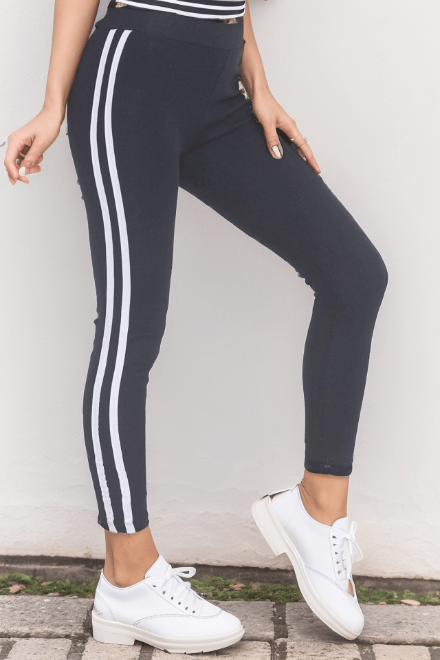 Çift Şeritli Tayt Lacivertbeyaz