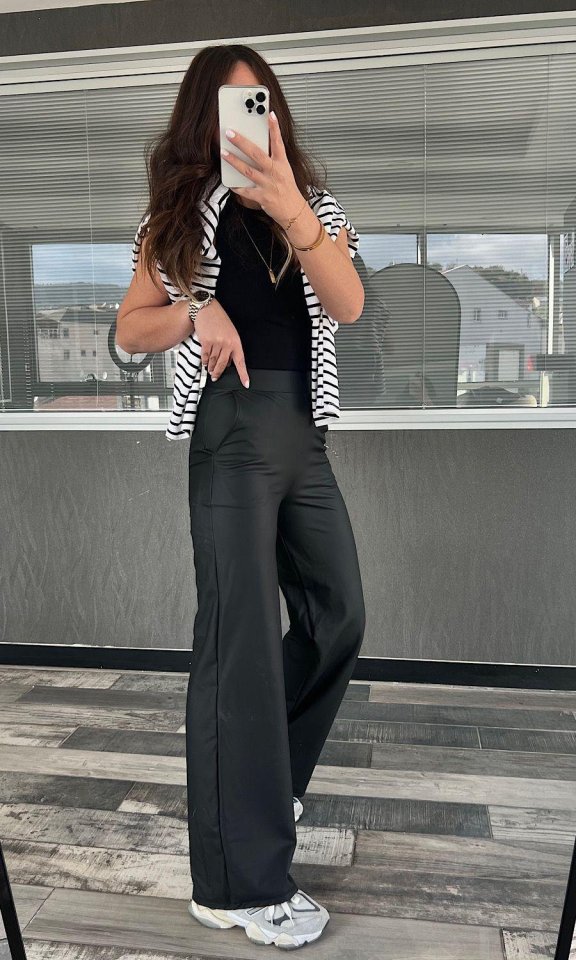 Kadın Deri Kumaş Yüksek Bel Içi şardonlu Likralı Palazzo Deri Pantolon