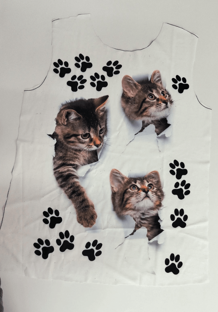 Kadın Kısa Kollu Kedi Ve Pati Baskılı Süprem T-shirt