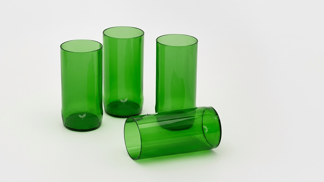 Eco Sip – Yeşil Upcycle Cam Bardak Seti (4'lü)