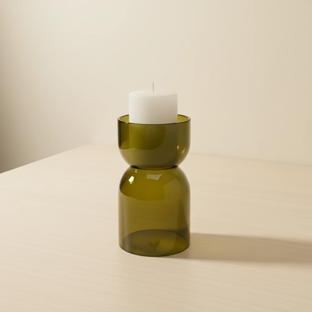 Olive Hourglass – El Yapımı Upcycle Cam Şamdan