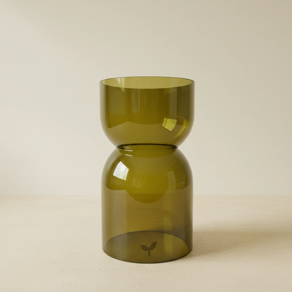 Olive Hourglass – El Yapımı Upcycle Cam Şamdan