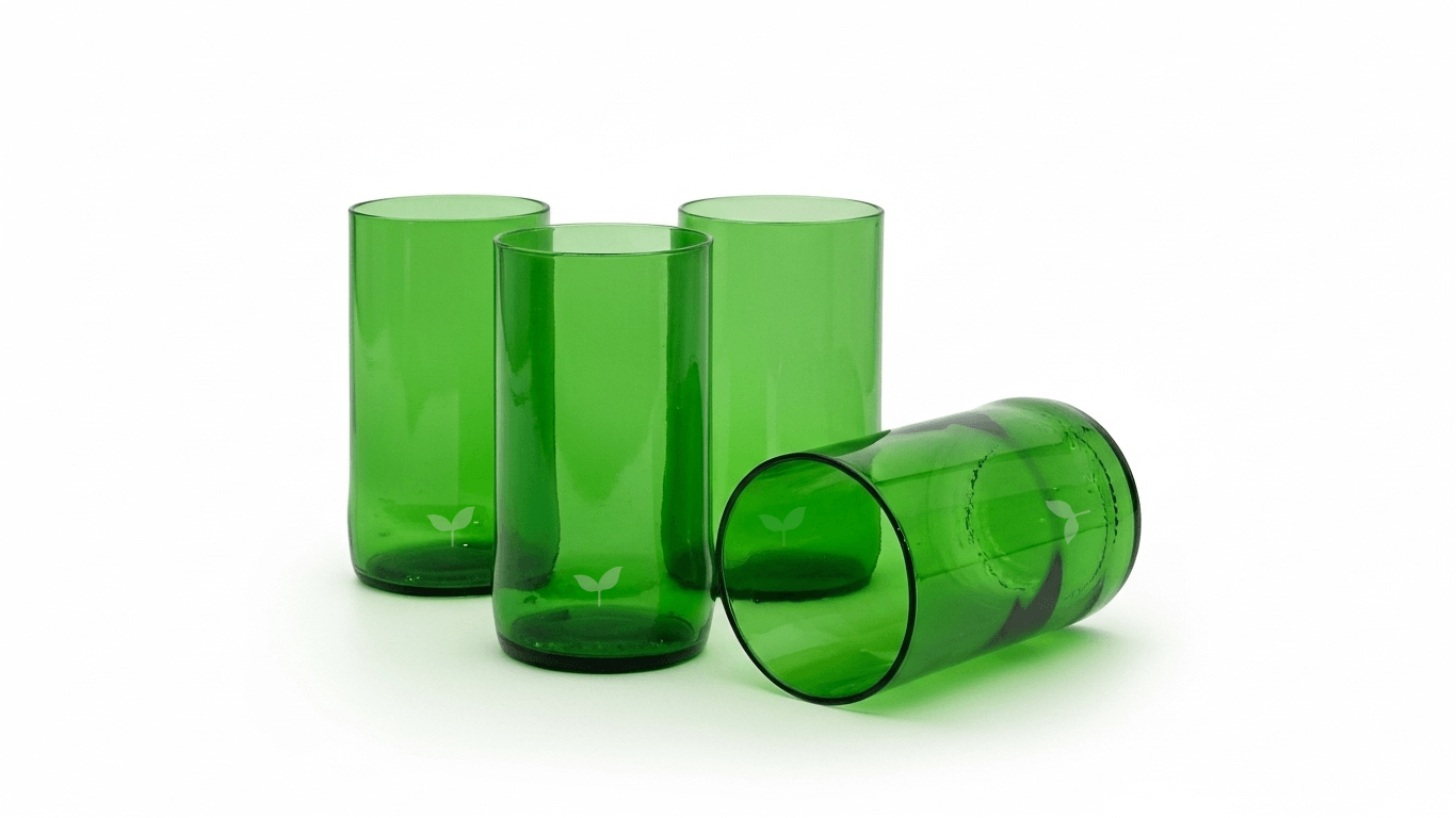 Eco Sip – Yeşil Upcycle Cam Bardak Seti (4'lü)