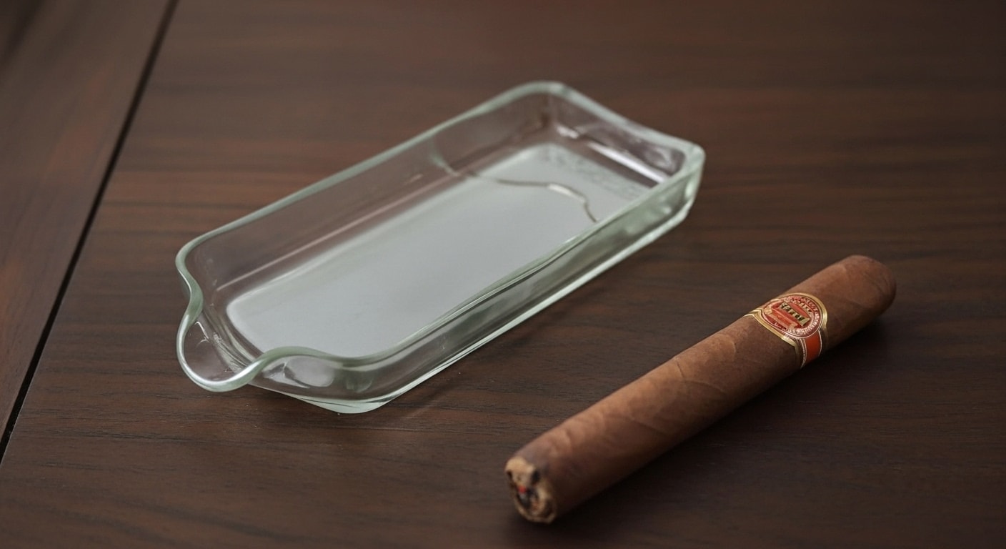 Cigar Rest – El Yapımı Cam Puro Küllük - Şeffaf