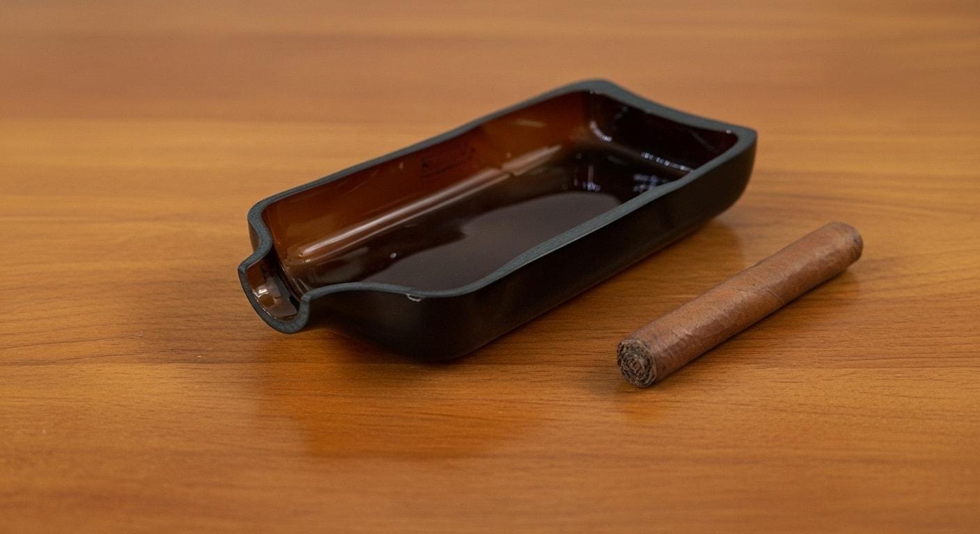 Cigar Rest – El Yapımı Cam Puro Küllük - Kahve