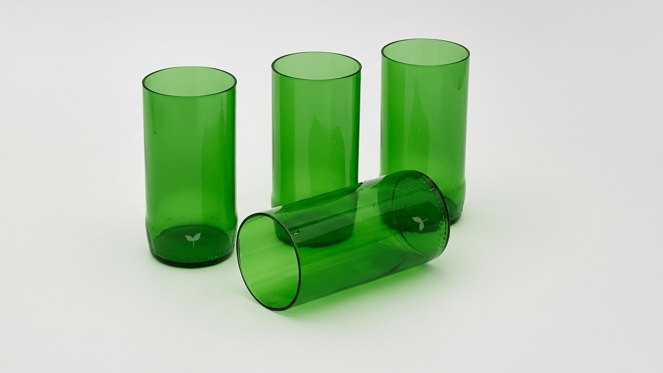 Eco Sip – Yeşil Upcycle Cam Bardak Seti (4'lü)