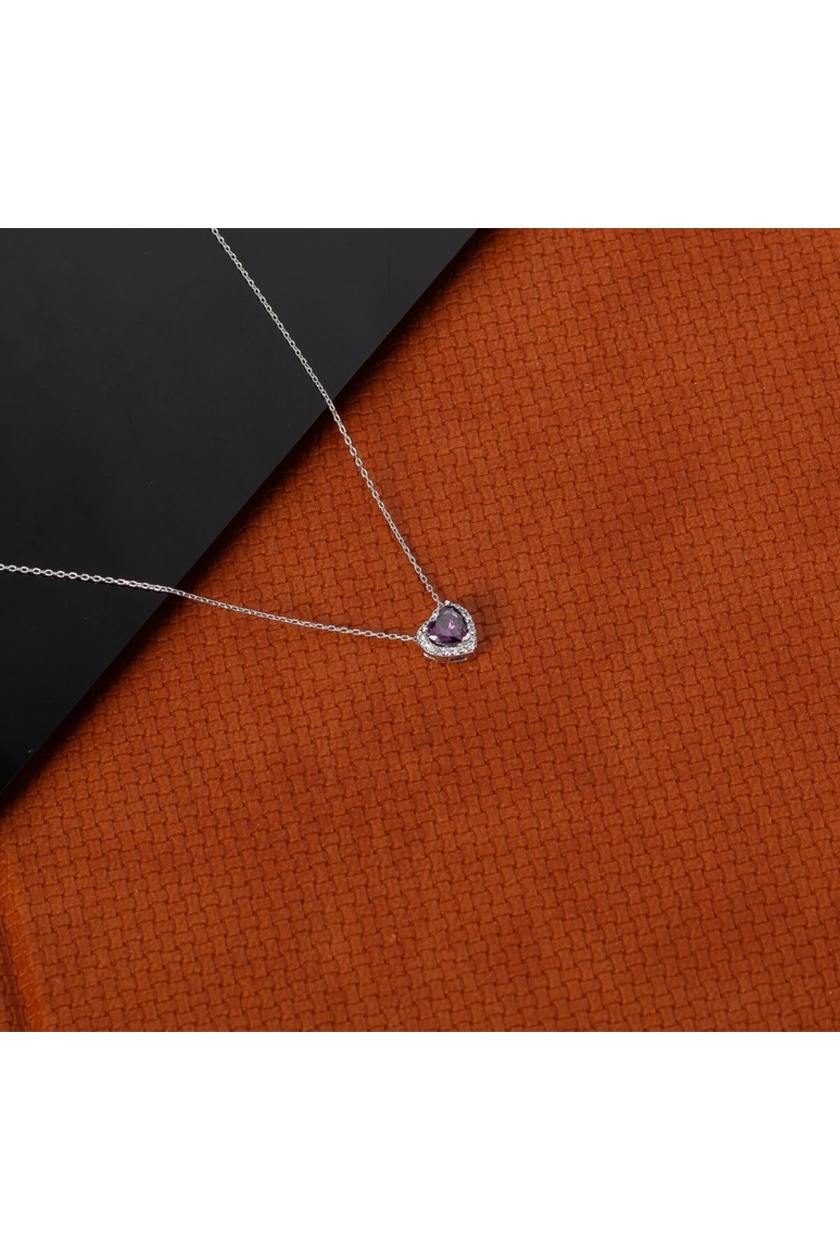 Amatis Taş Görünümlü Kalp Kolye (Çelik Paslanmaz)