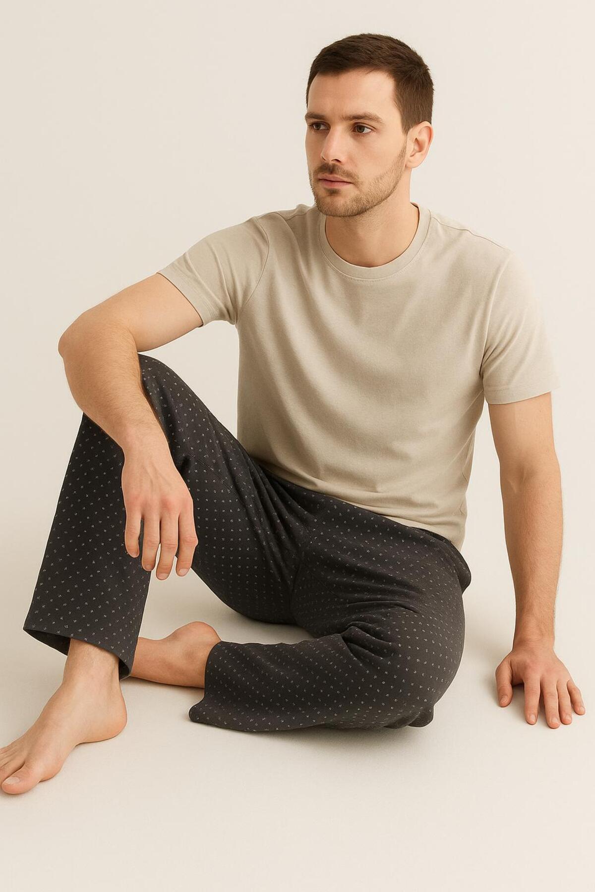 ERKEK PİJAMA ALTI SİYAH DESENLİ