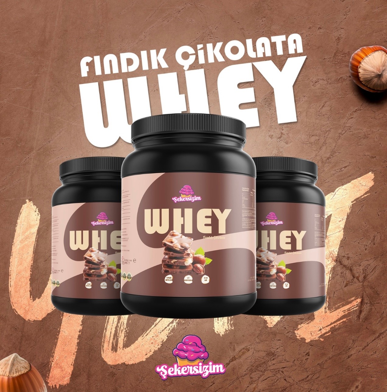 ŞEKERSİZİM WHEY PROTEİN TOZU ÇİKOLATA FINDIK 24 WPC 80