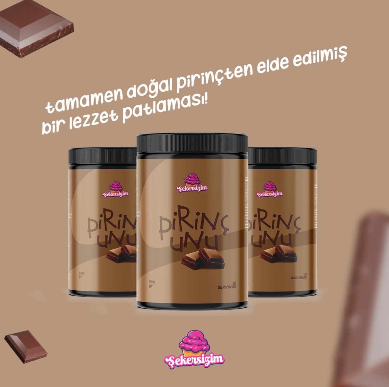 ŞEKERSİZİM ÇİKOLATALI PİRİNÇ UNU 900 GR