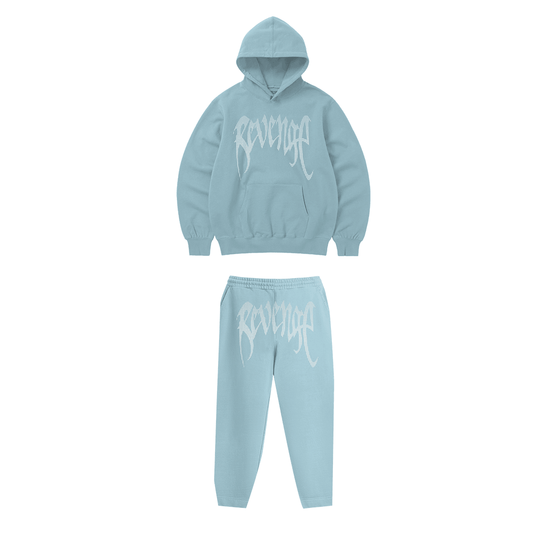 Rhinestone "Revenge" Hoodie Takım | Sugar Blue