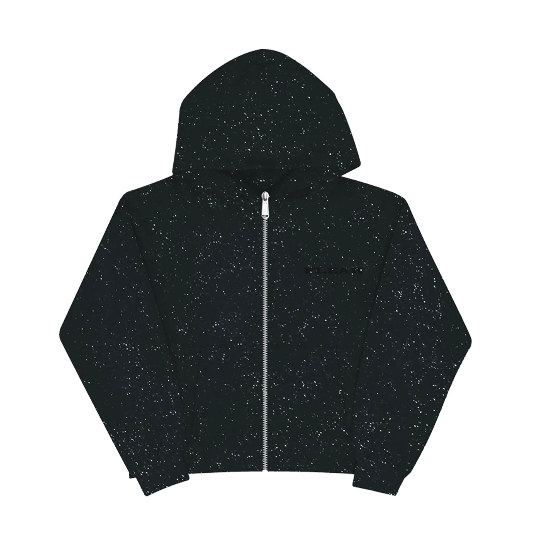 FLEAK Glittery Simli Fermuarlı Hoodie | Siyah