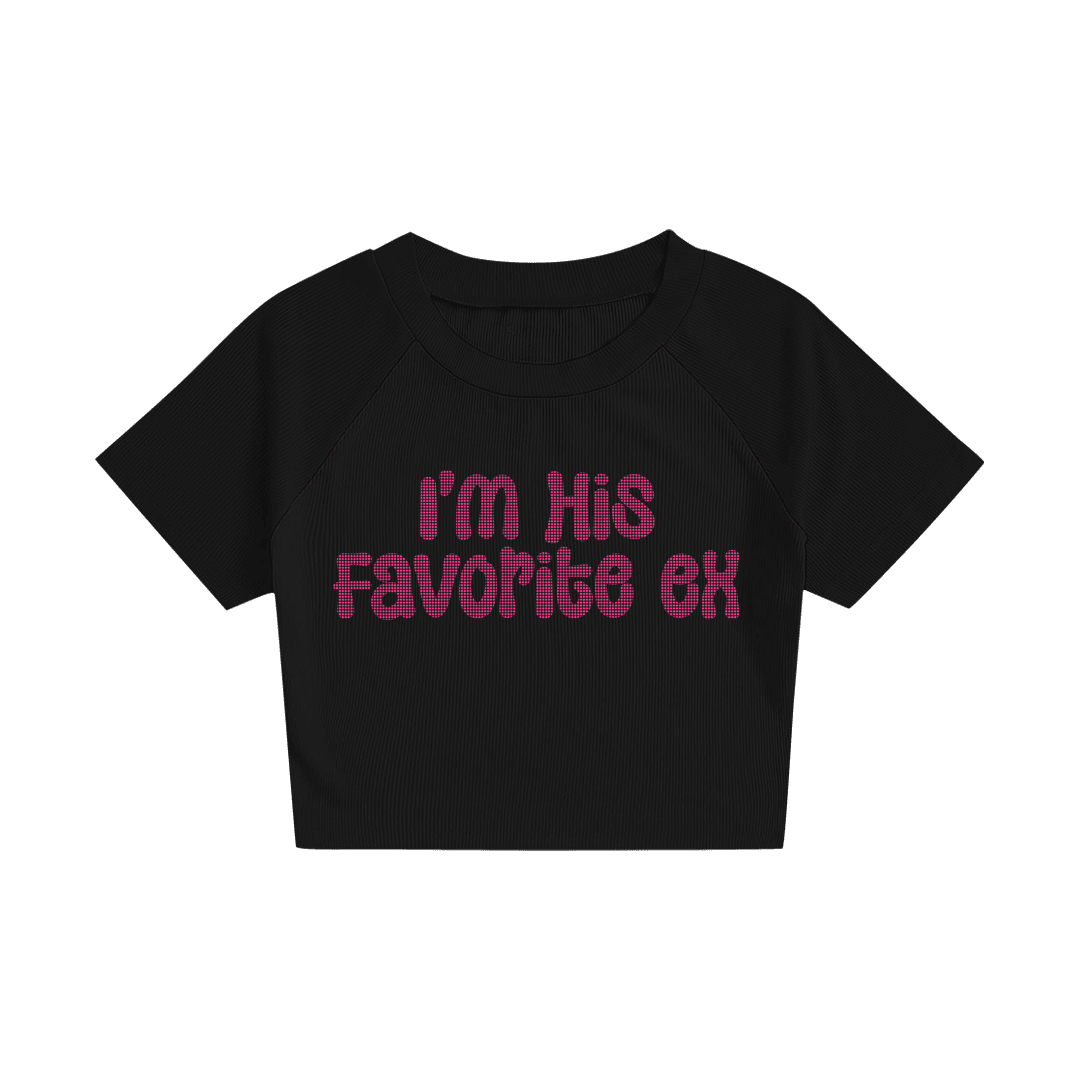 Rhinestone "I'm His Favorite Ex" Crop