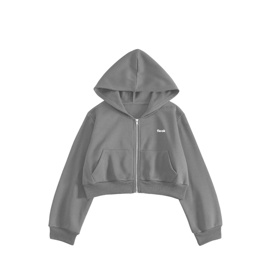 FleakBasic Oversize Crop Hoodie | Gri