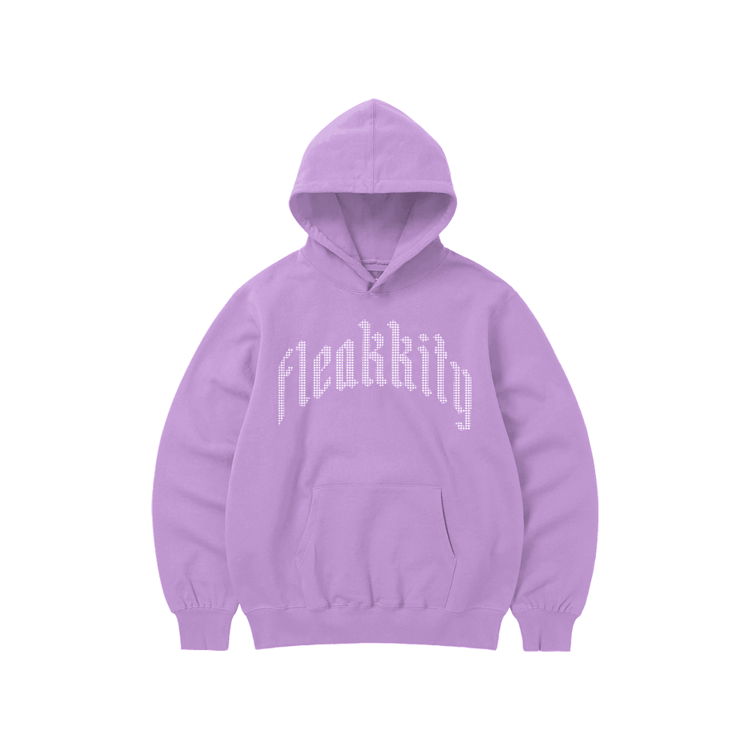 Rhinestone "Fleakkity" Hoodie Takım | Purple